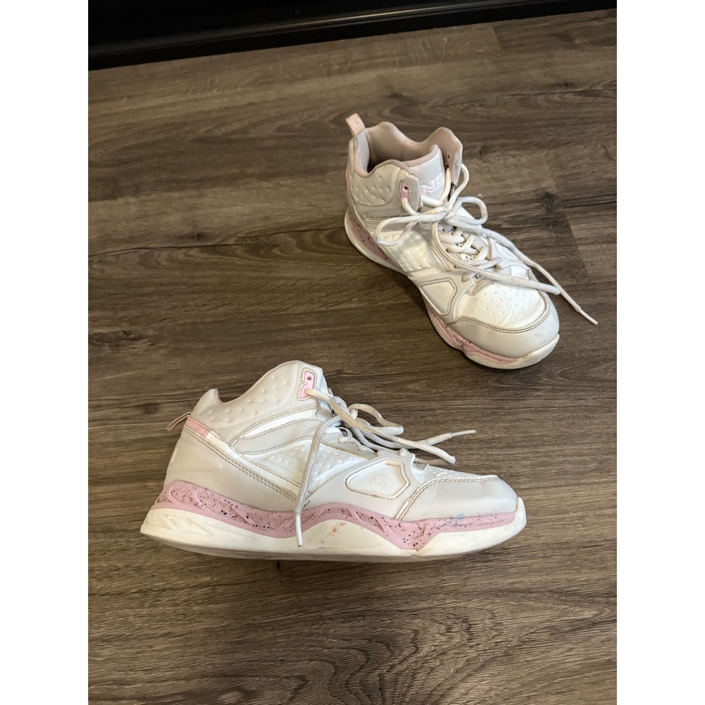 AND1 Girls High Top‎ Basketball Shoes Sneakers White Pink Size 5
